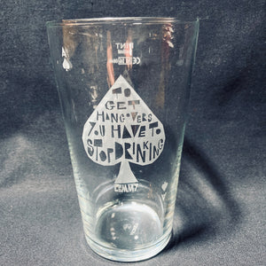 A set of 4 Vinyl Revolution beer glasses featuring a quote from Lemmy